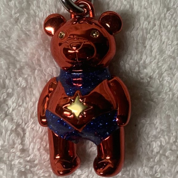 NWOT Coach Marvel Ltd Ed Carol Danvers Bear Charm. - Picture 1 of 2